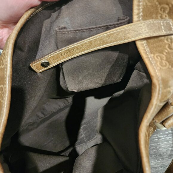 Vintage Gucci Abbey D Ring Suede Shoulder Monogram Tote Bag - Picture 10 of 13